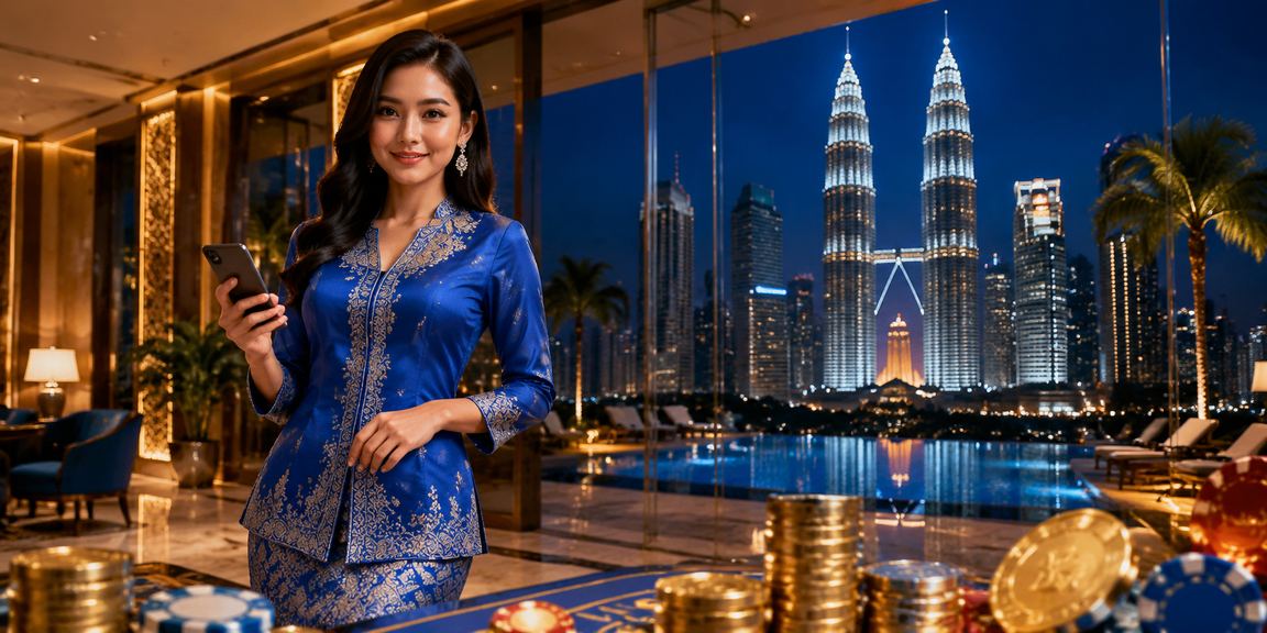 Wanita berbaju kurung membuat deposit dalam talian di Kuala Lumpur
